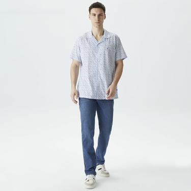  Nautica Erkek Beyaz Classic Fit Kısa Kollu Desenli Gömlek
