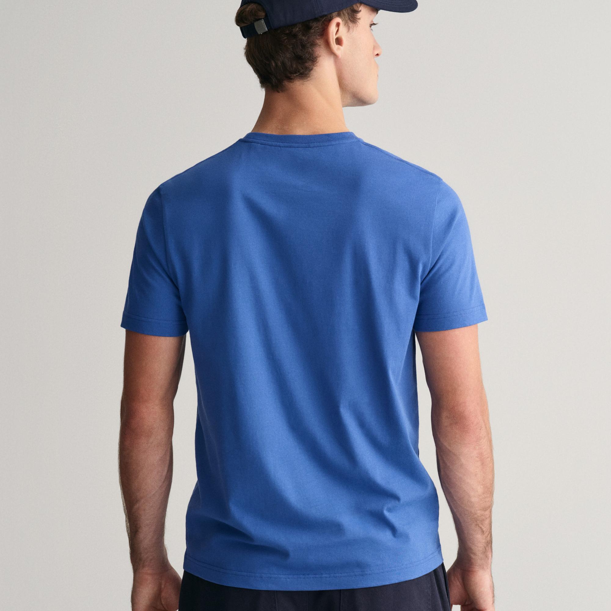 GANT Erkek Mavi Regular Fit Bisiklet Yaka T-Shirt