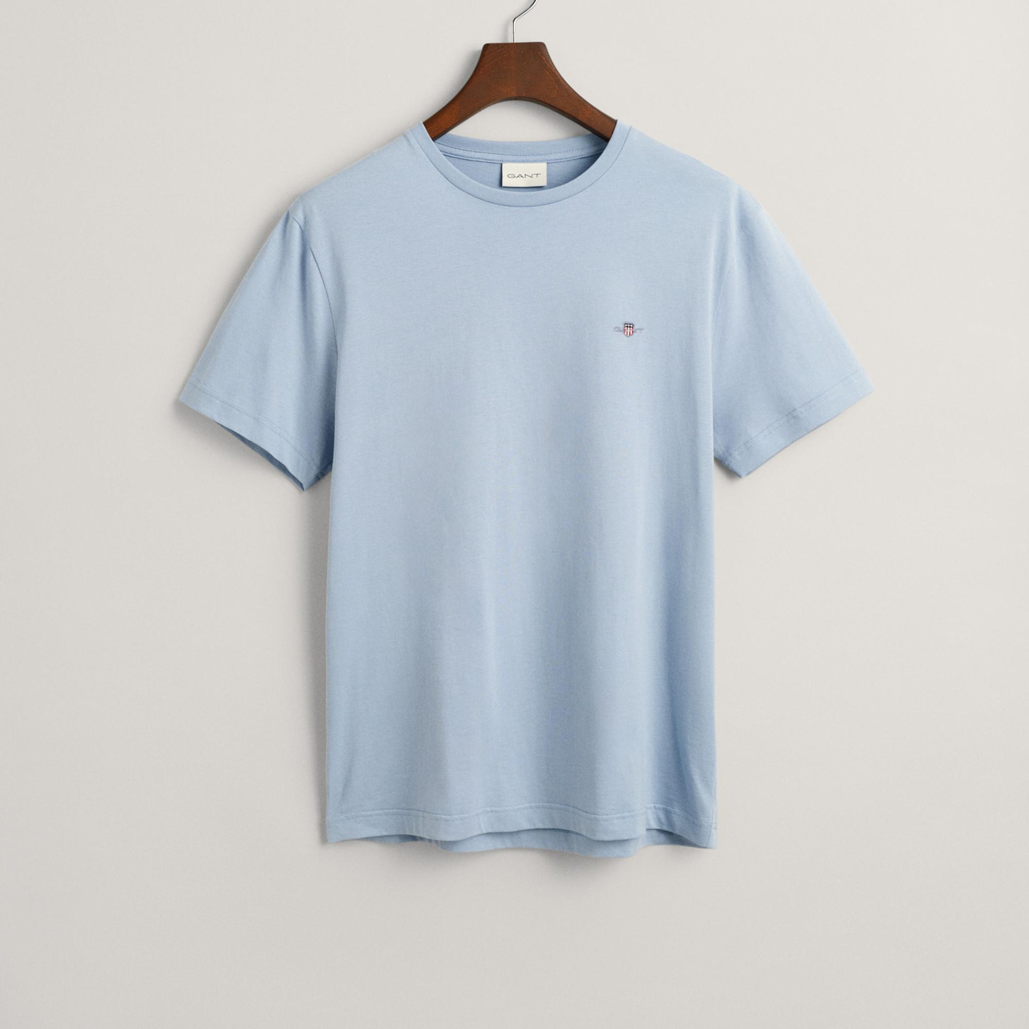 GANT Erkek Mavi Regular Fit Bisiklet Yaka T-Shirt