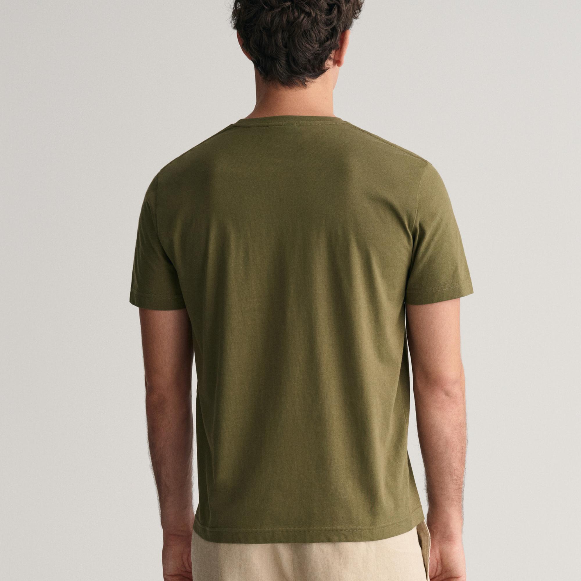 GANT Erkek Yeşil Regular Fit Bisiklet Yaka T-Shirt