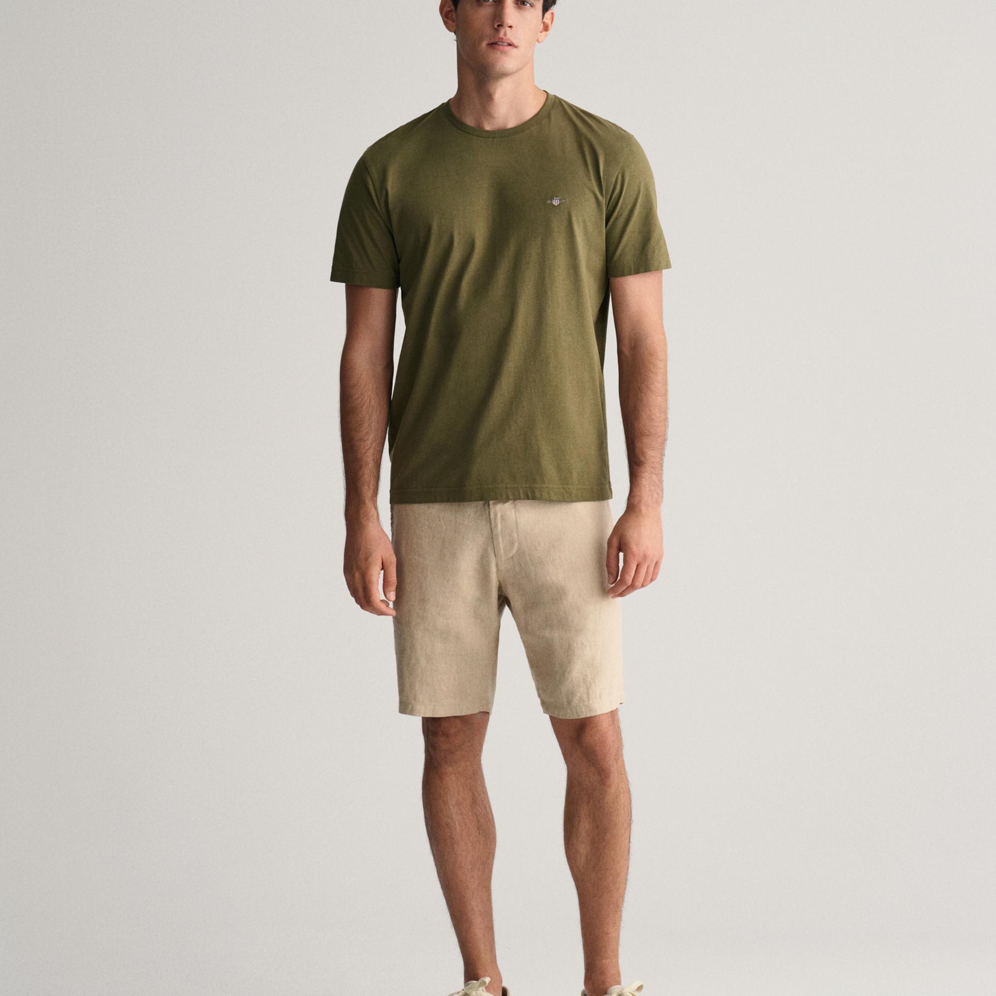 GANT Erkek Yeşil Regular Fit Bisiklet Yaka T-Shirt