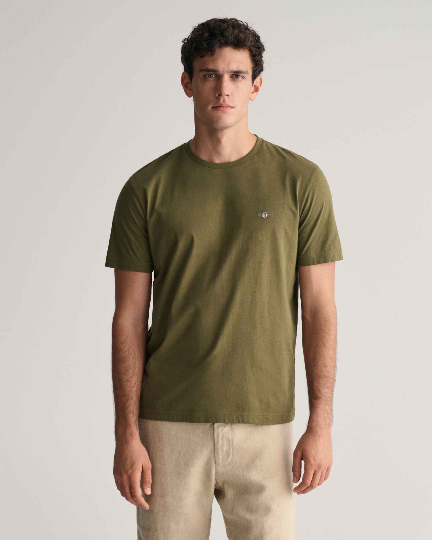  GANT Erkek Yeşil Regular Fit Bisiklet Yaka T-Shirt
