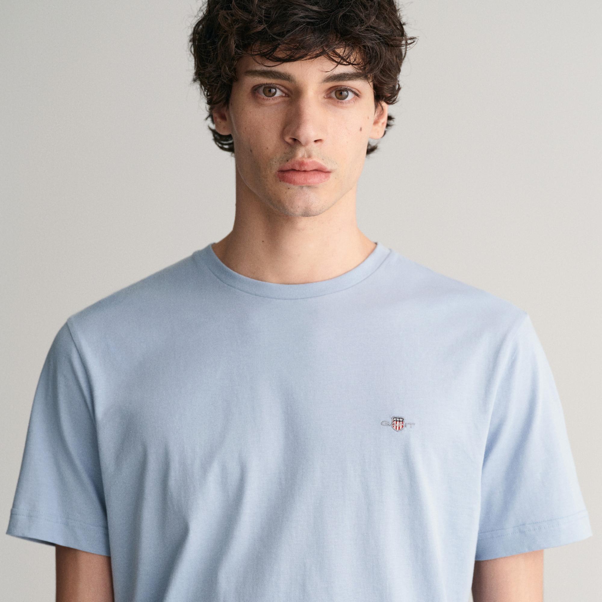 GANT Erkek Mavi Regular Fit Bisiklet Yaka T-Shirt