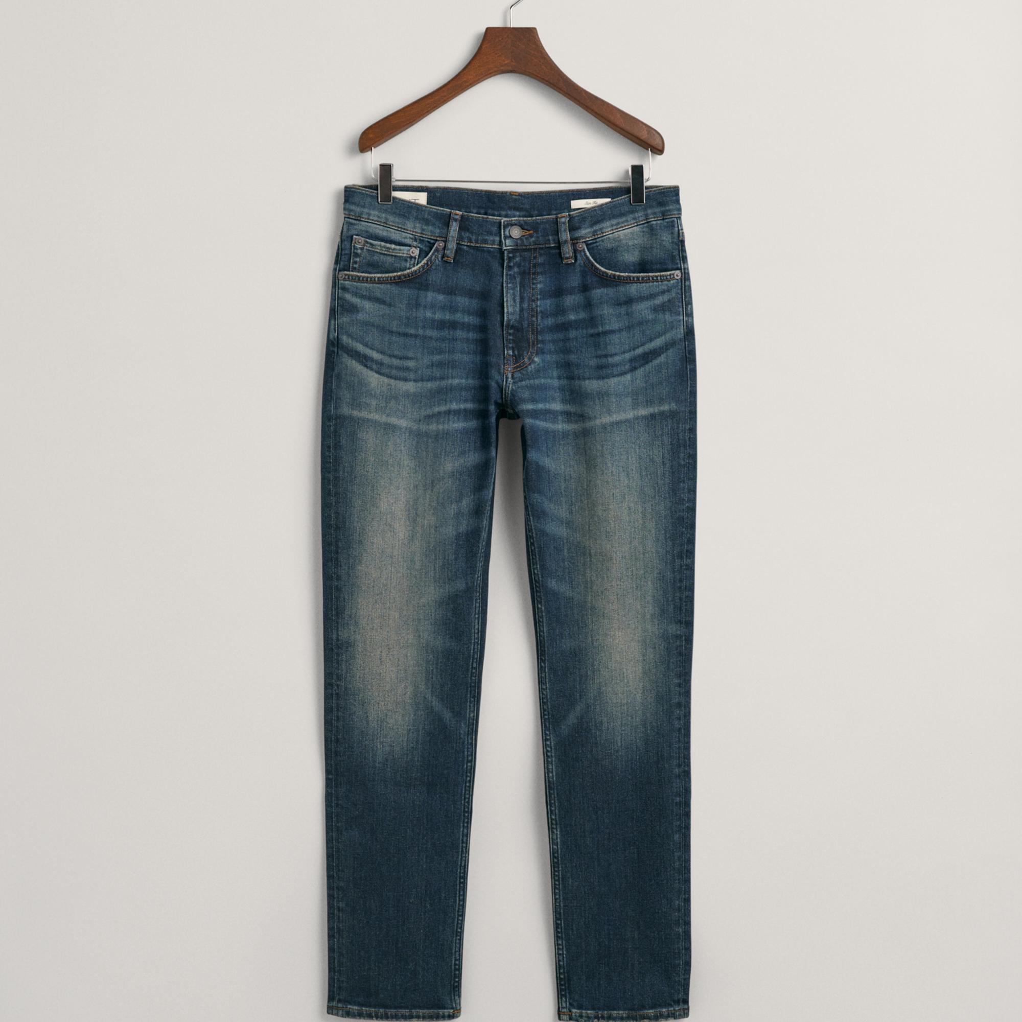 GANT Erkek Mavi Slim Fit Jean Pantolon