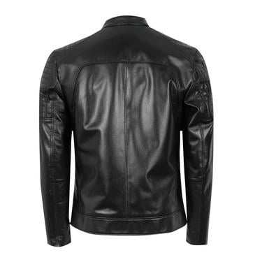  Steven Siyah Erkek Deri Mont