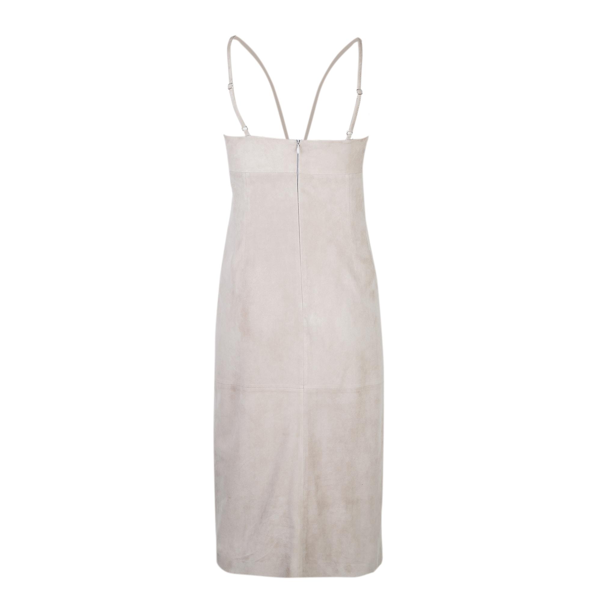 Verona Bej Kadın Nakışlı Süet Deri Elbise