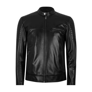  Steven Siyah Erkek Deri Mont