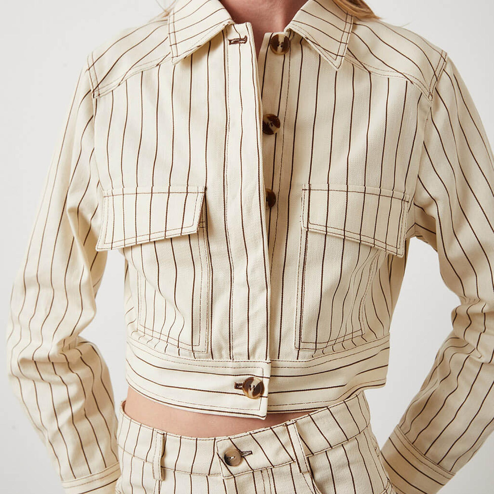 Çizgili Cepli Ceket