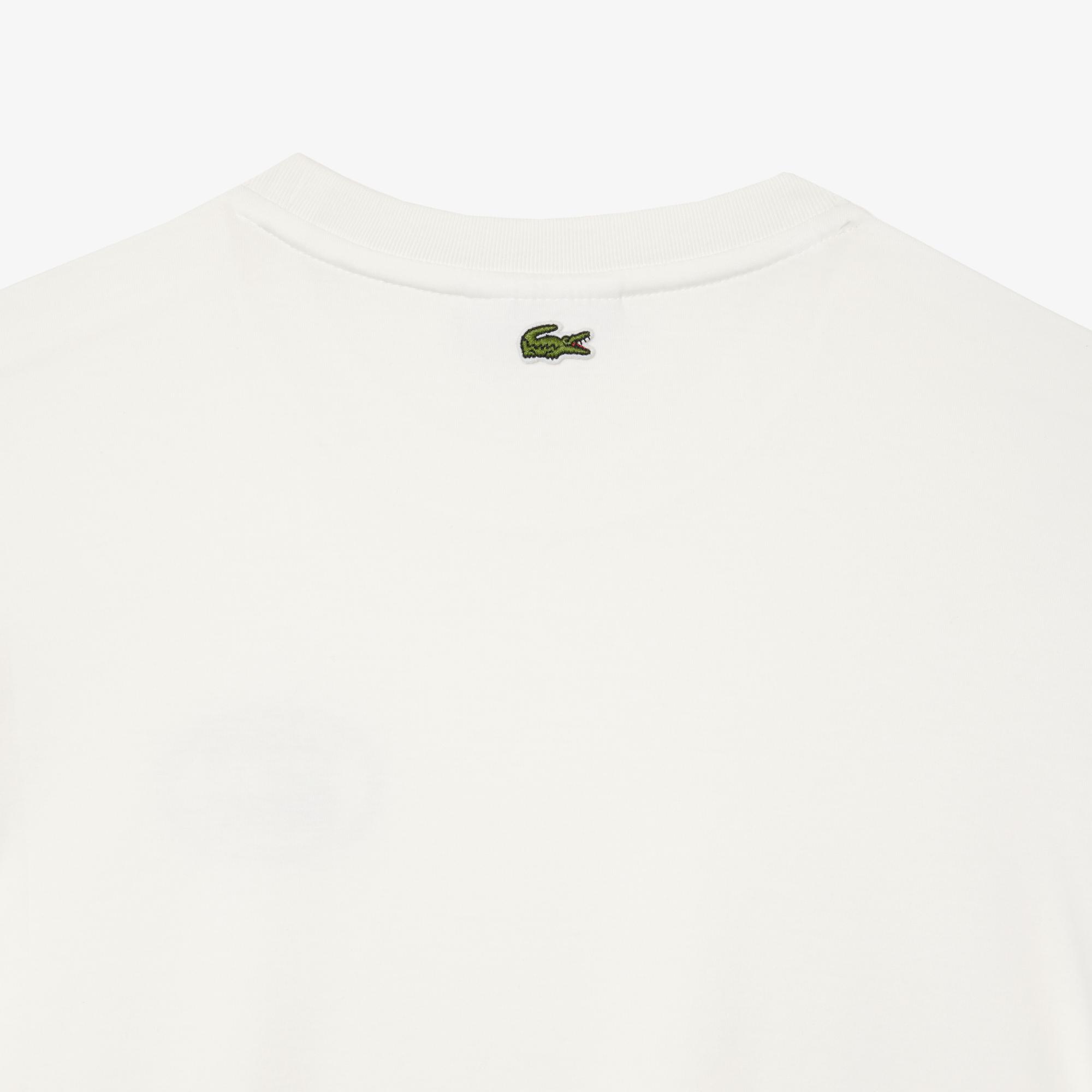 Kadın Bisiklet Yaka Baskılı Beyaz T-Shirt