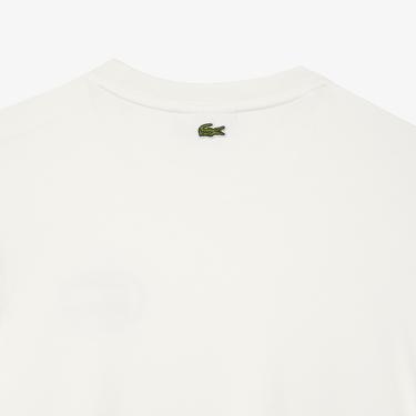  Kadın Bisiklet Yaka Baskılı Beyaz T-Shirt