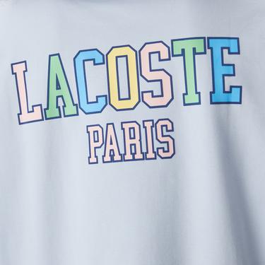  Kadın Loose Fit Bisiklet Yaka Baskılı Organik Pamuk Mavi T-Shirt