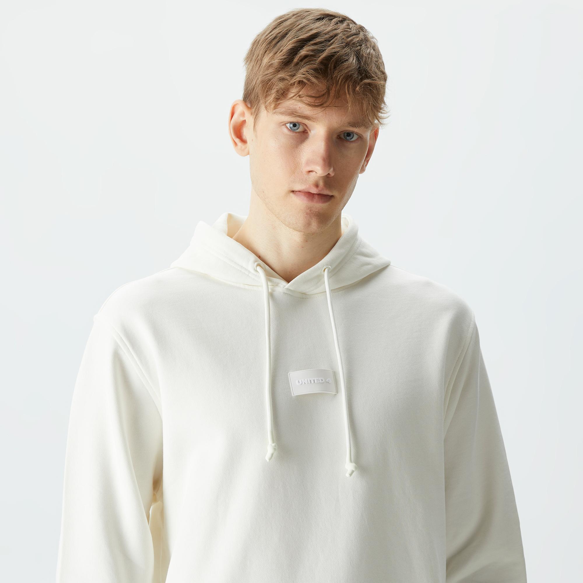 UNITED4 Classic Erkek Beyaz Hoodie