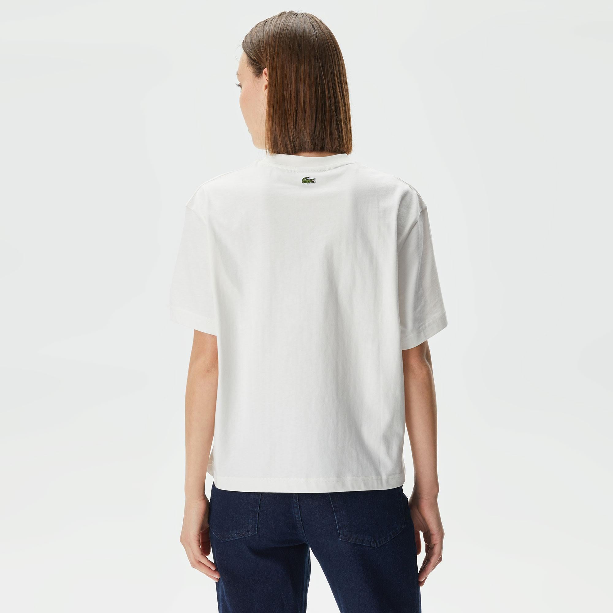 Lacoste Slim Fit Kadın Beyaz T-Shirt