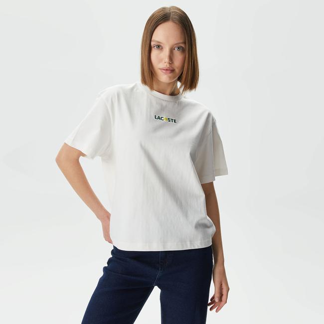  Lacoste Slim Fit Kadın Beyaz T-Shirt