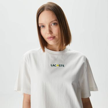  Lacoste Slim Fit Kadın Beyaz T-Shirt