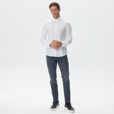  Calvin Klein Stretch Poplin Slim Erkek Beyaz Gömlek