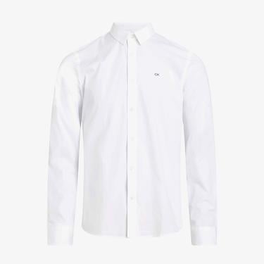  Calvin Klein Stretch Poplin Slim Erkek Beyaz Gömlek