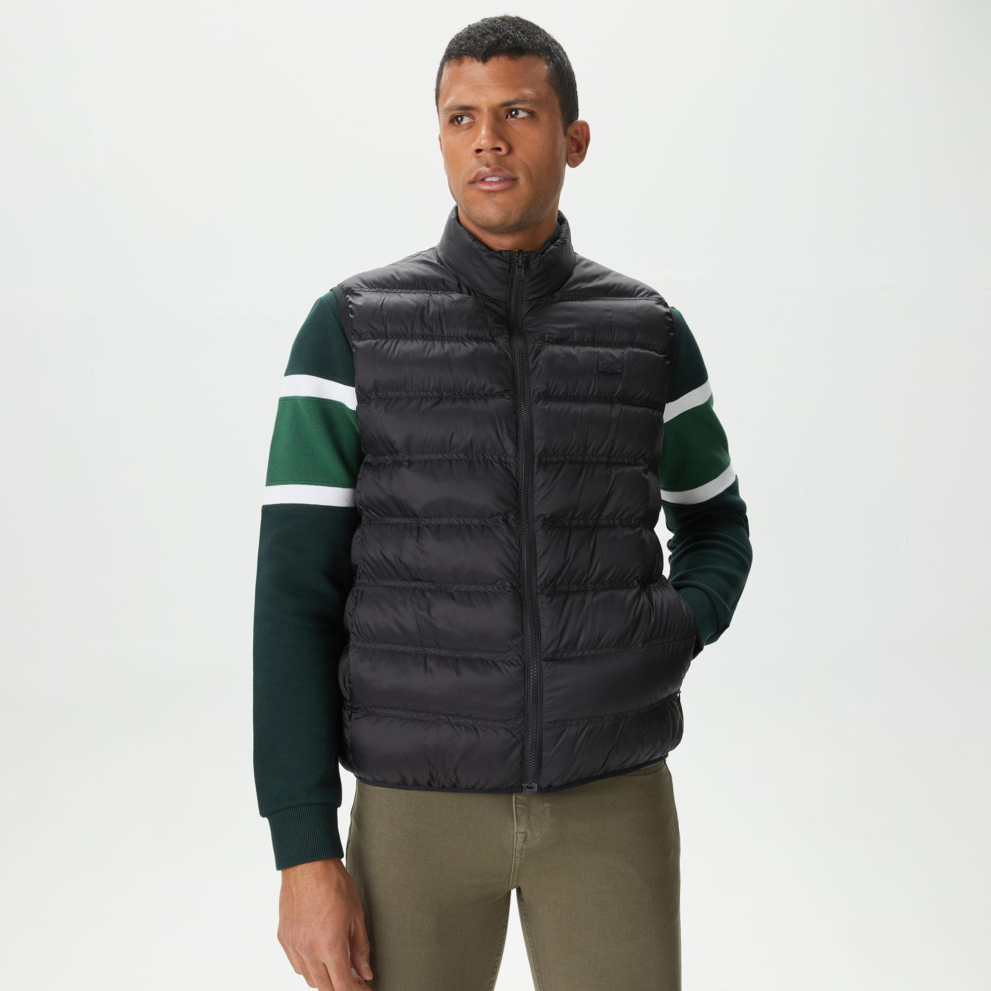 Erkek Kapüşonlu Yeşil Çıkarılabilir Yelek Detaylı Mont