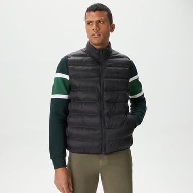  Erkek Kapüşonlu Yeşil Çıkarılabilir Yelek Detaylı Mont