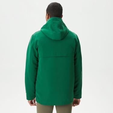  Erkek Kapüşonlu Yeşil Çıkarılabilir Yelek Detaylı Mont