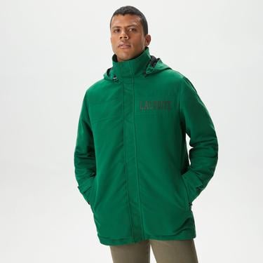  Erkek Kapüşonlu Yeşil Çıkarılabilir Yelek Detaylı Mont