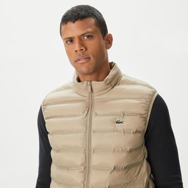  Erkek Slim Fit Kapüşonlu Bej Yelek