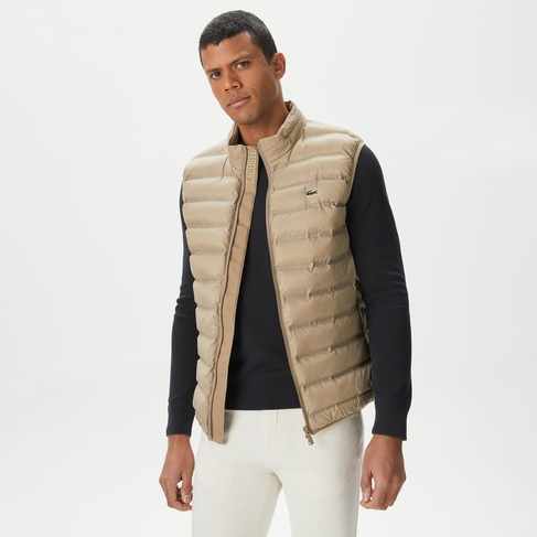  Erkek Slim Fit Kapüşonlu Bej Yelek