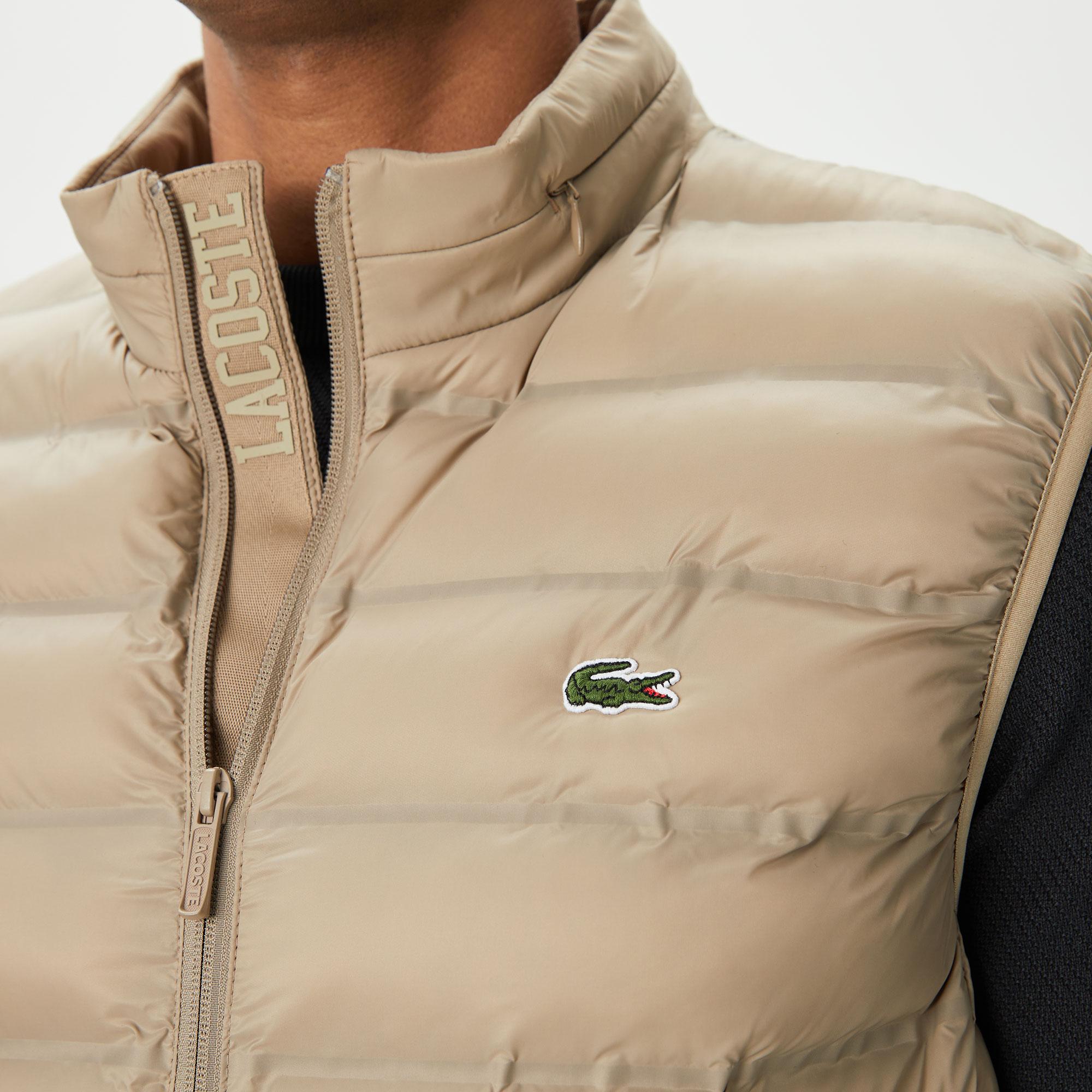 Erkek Slim Fit Kapüşonlu Bej Yelek