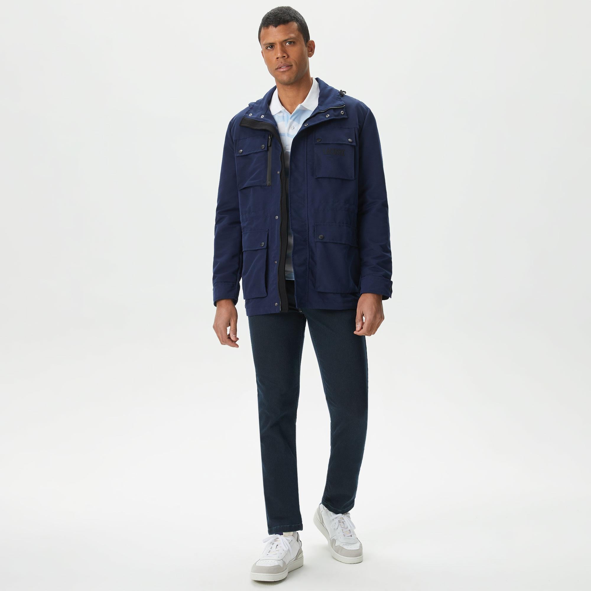 Erkek Kapüşonlu Lacivert Mont