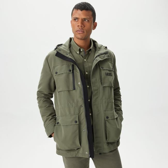  Erkek Kapüşonlu Haki Mont