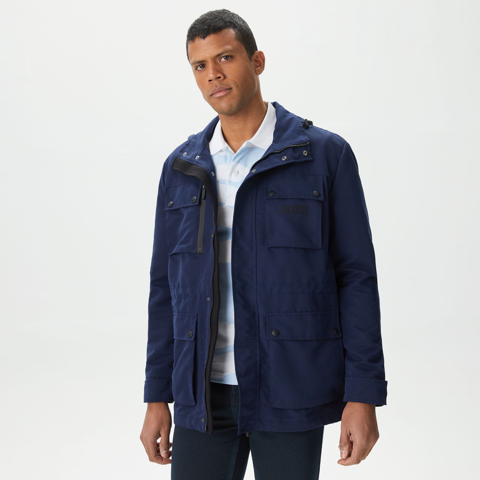  Erkek Kapüşonlu Lacivert Mont