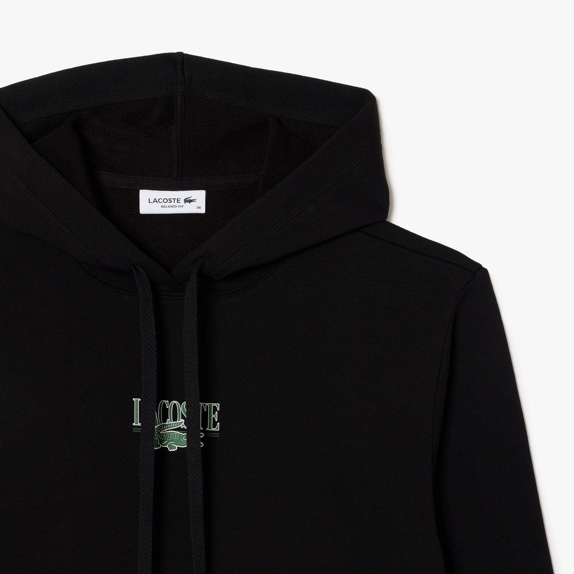 Kadın Kapüşonlu Baskılı Siyah Sweatshirt