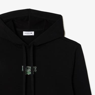  Kadın Kapüşonlu Baskılı Siyah Sweatshirt