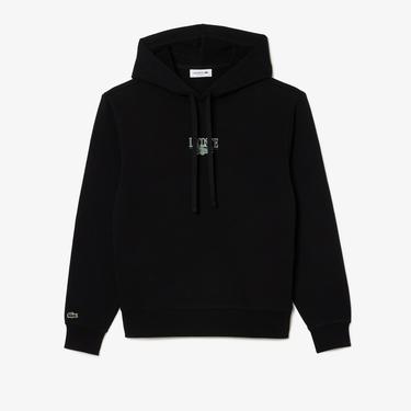  Kadın Kapüşonlu Baskılı Siyah Sweatshirt