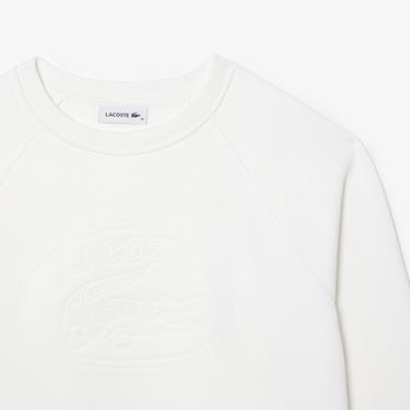  Kadın Bisiklet Yaka Baskılı Beyaz Sweatshirt