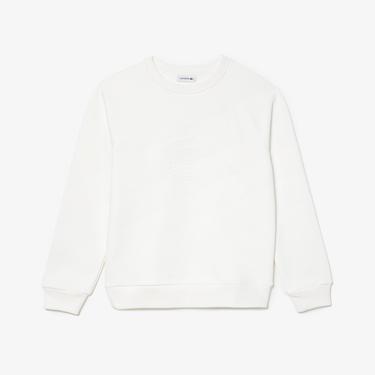  Kadın Bisiklet Yaka Baskılı Beyaz Sweatshirt