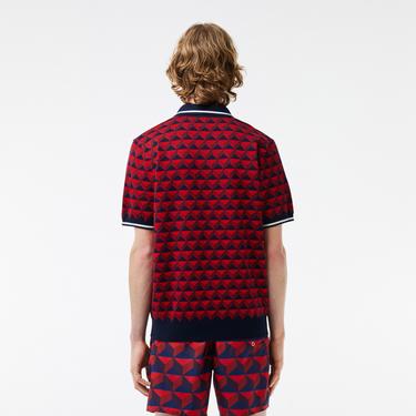  Erkek Regular Fit Polo Yaka Monogram Bordo Triko