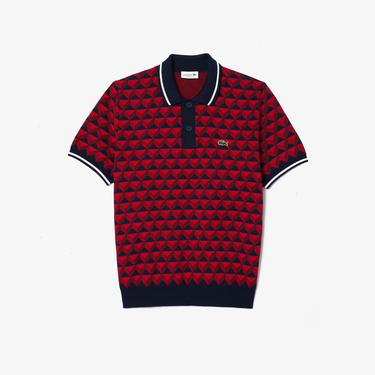  Erkek Regular Fit Polo Yaka Monogram Bordo Triko
