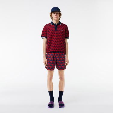  Erkek Regular Fit Polo Yaka Monogram Bordo Triko