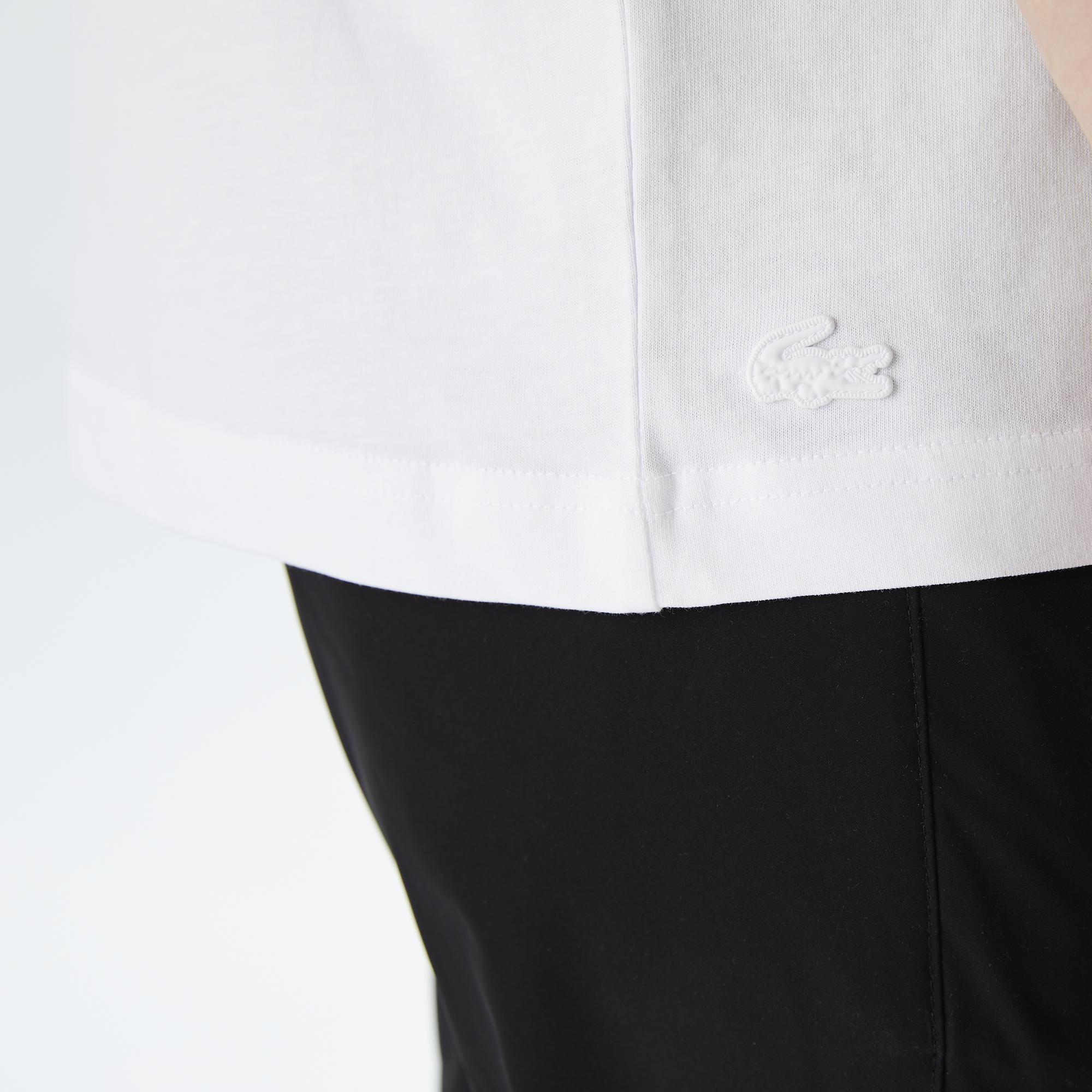 Erkek Relaxed Fit Bisiklet Yaka Baskılı Beyaz T-Shirt