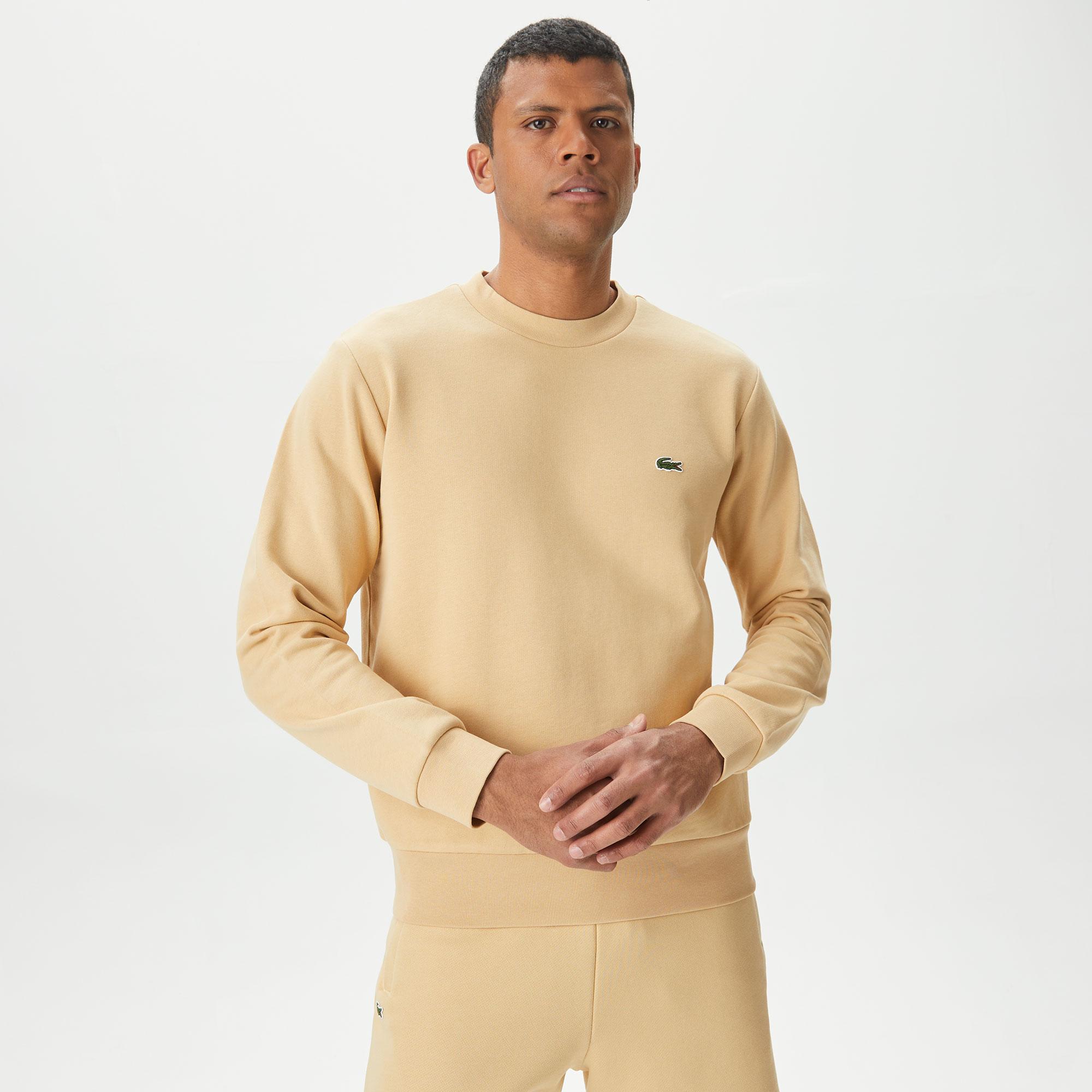 Erkek Classic Fit Bisiklet Yaka Organik Pamuk Bej Sweatshirt