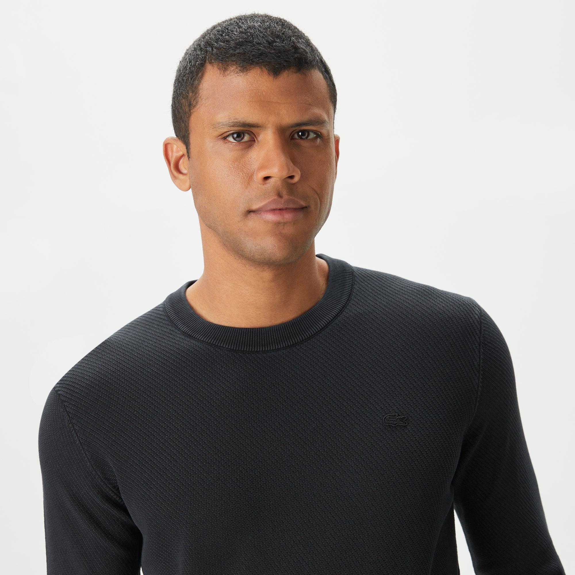 Erkek Regular Fit Bisiklet Yaka Siyah Kazak