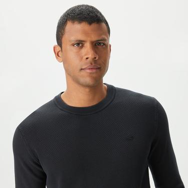  Erkek Regular Fit Bisiklet Yaka Siyah Kazak