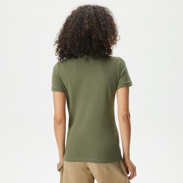  Kadın Slim Fit Haki Polo