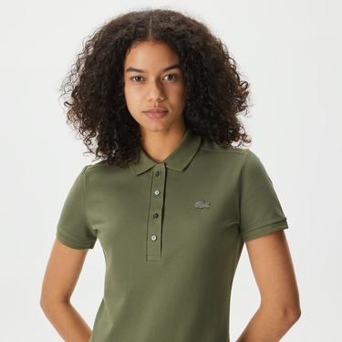  Kadın Slim Fit Haki Polo