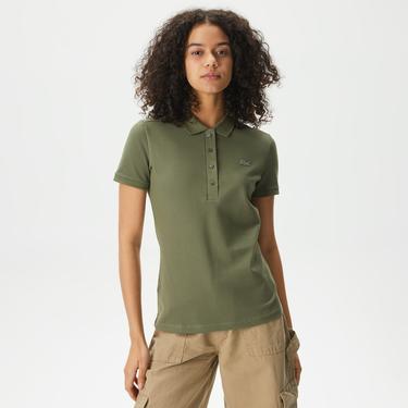  Kadın Slim Fit Haki Polo