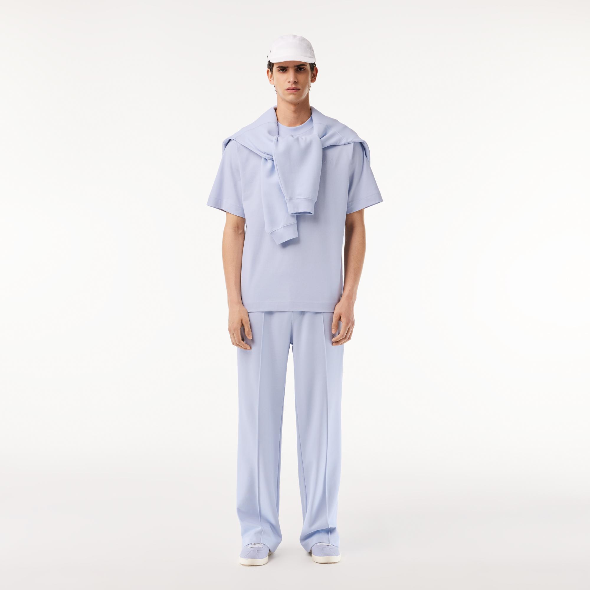 Erkek Loose Fit Bisiklet Yaka Açık Mavi T-Shirt