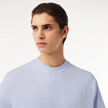  Erkek Loose Fit Bisiklet Yaka Açık Mavi T-Shirt