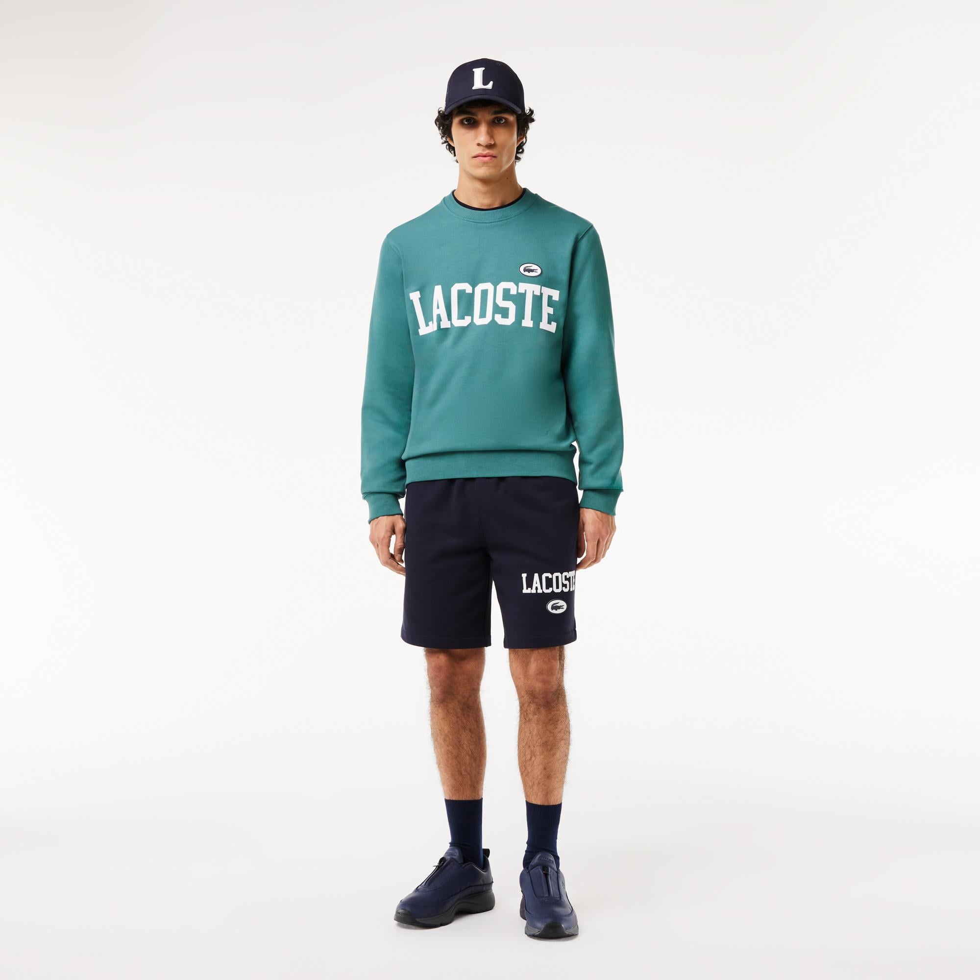 Erkek Classic Fit Bisiklet Yaka Baskılı Mavi Sweatshirt