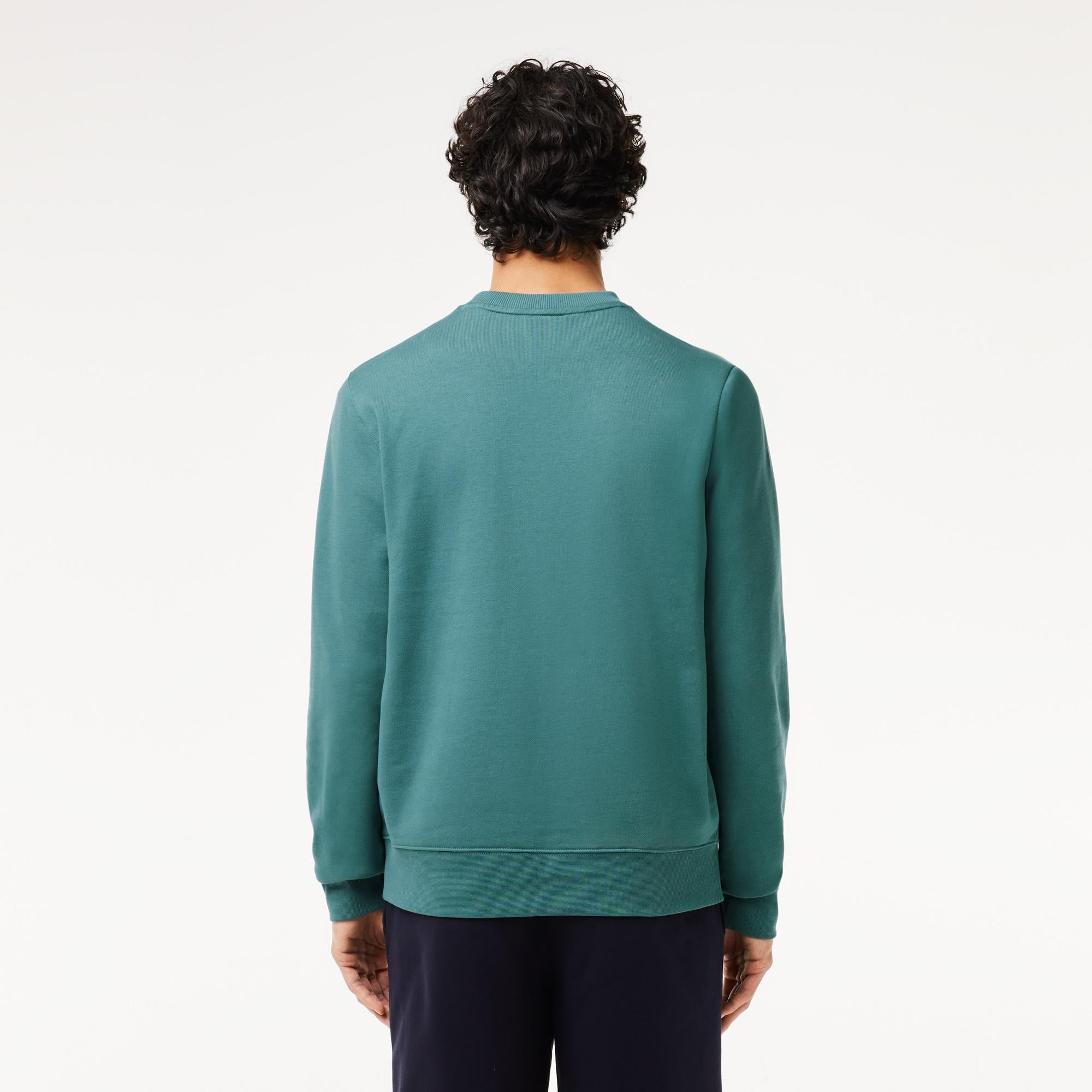 Erkek Classic Fit Bisiklet Yaka Baskılı Mavi Sweatshirt